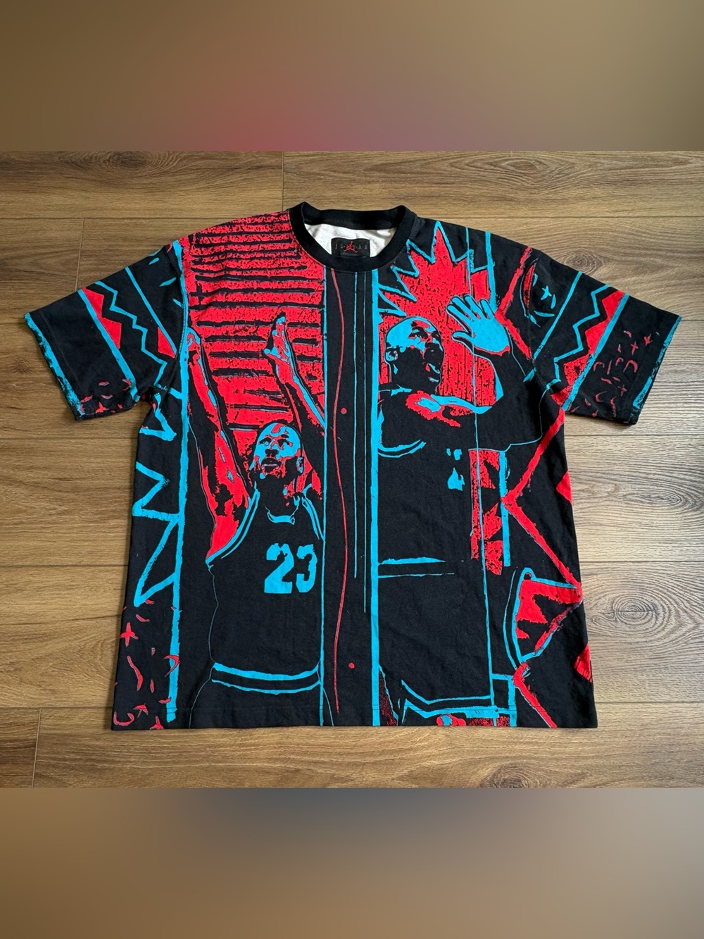 Vintage Michael Jordan DNA Shirt Blue Red Black Retro AOP Size Large 90’s